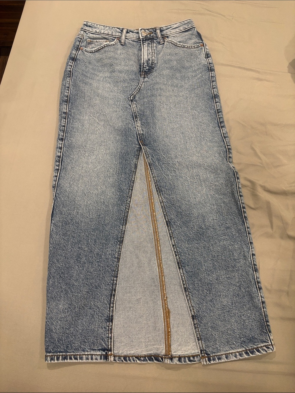 Express Light Blue Stonewash Denim A-Line Skirt